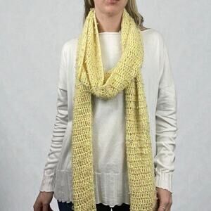 Soft Yellow Pastel Knit Long Scarf